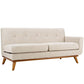 Modway Engage Left Arm Loveseat in Mid-Century Modern Upholstered Fabric Beige