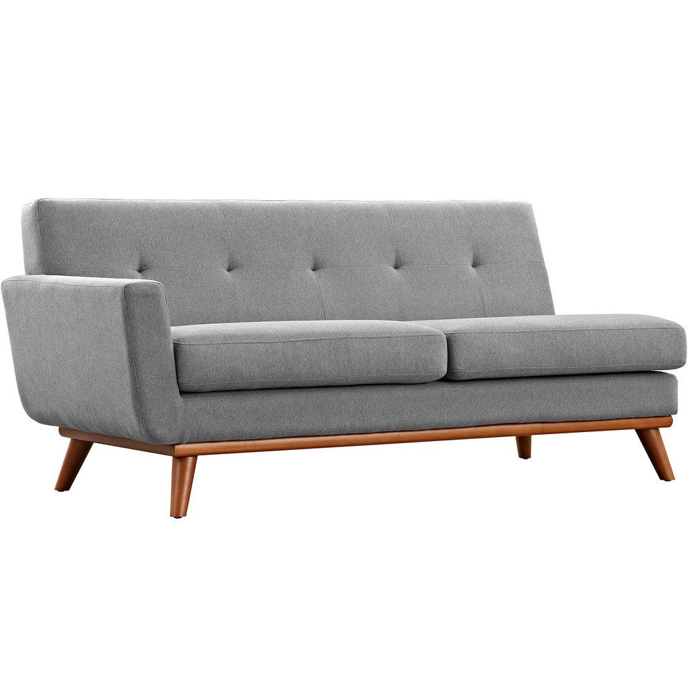 Modway Engage Left Arm Loveseat in Mid-Century Modern Upholstered Fabric Expectation Gray