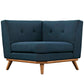 Modway Engage Corner Sofa in Mid-Century Modern Upholstered Fabric Azure