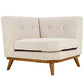 Modway Engage Corner Sofa in Mid-Century Modern Upholstered Fabric Beige MDY-EEI-1796-BEI