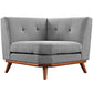 Modway Engage Corner Sofa in Mid-Century Modern Upholstered Fabric Expectation Gray