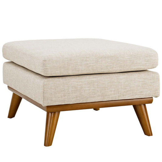 Modway Engage Mid-Century Modern Upholstered Fabric Ottoman in Beige