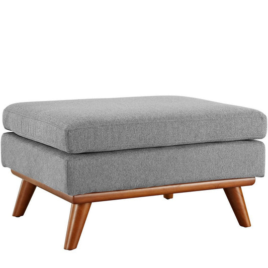 Modway Engage Mid-Century Modern Upholstered Fabric Ottoman in Expectation Gray