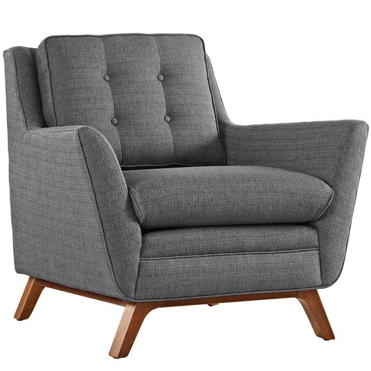 Modway Beguile Mid-Century Modern Accent Arm Lounge Chair with Upholstered Fabric in Gray