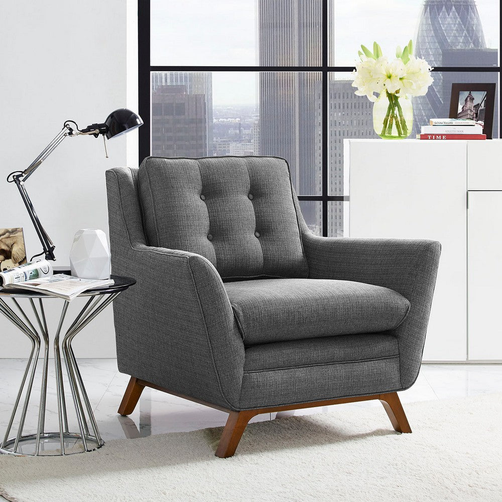 Modway Beguile Mid-Century Modern Accent Arm Lounge Chair with Upholstered Fabric in Gray MDY-EEI-1798-DOR