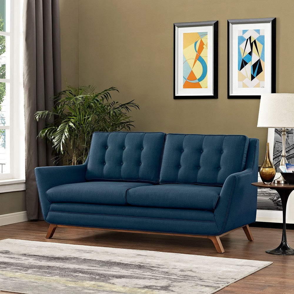 Modway Beguile Mid-Century Modern Loveseat with Upholstered Azure Fabric MDY-EEI-1799-AZU