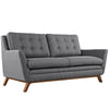 Modway Beguile Mid-Century Modern Loveseat with Upholstered, Gray Fabric