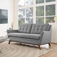 Modway Beguile Mid-Century Modern Loveseat with Upholstered Expectation Gray Fabric MDY-EEI-1799-GRY