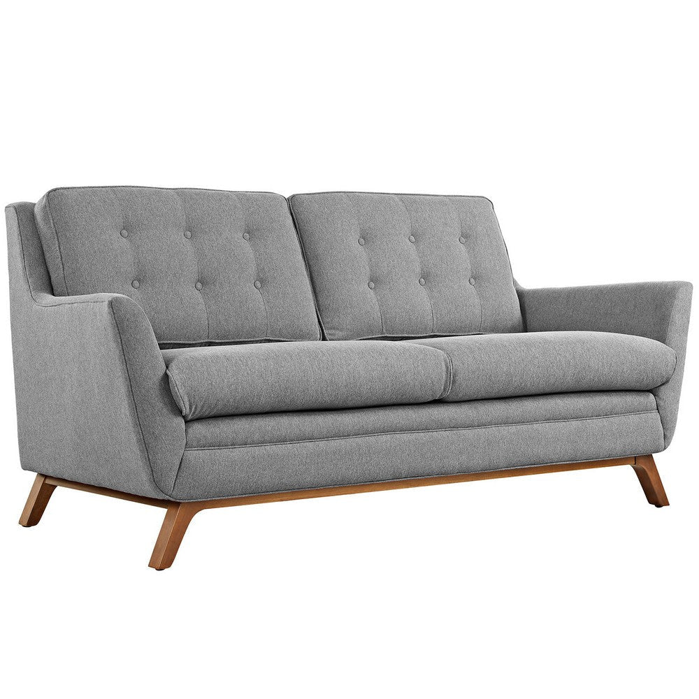 Modway Beguile Mid-Century Modern Loveseat with Upholstered, Expectation Gray Fabric