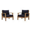 Modway EEI-1819-NAT-NAV-SET Marina Premium Grade A Teak Wood Outdoor Patio, Two Armchairs, Natural Navy