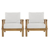 Marina 2 Piece Outdoor Patio Teak Sofa Set Natural White Size: 32.5’Lx45’Wx31.5’H - No Shipping Charges MDY-EEI-1819-NAT-WHI-SET