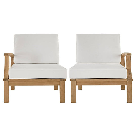 Modway EEI-1822-NAT-WHI-SET Marina Premium Grade A Teak Wood Outdoor Patio Furniture Set, 2 Piece, Natural White