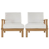 Modway EEI-1822-NAT-WHI-SET Marina Premium Grade A Teak Wood Outdoor Patio Furniture Set, 2 Piece, Natural White