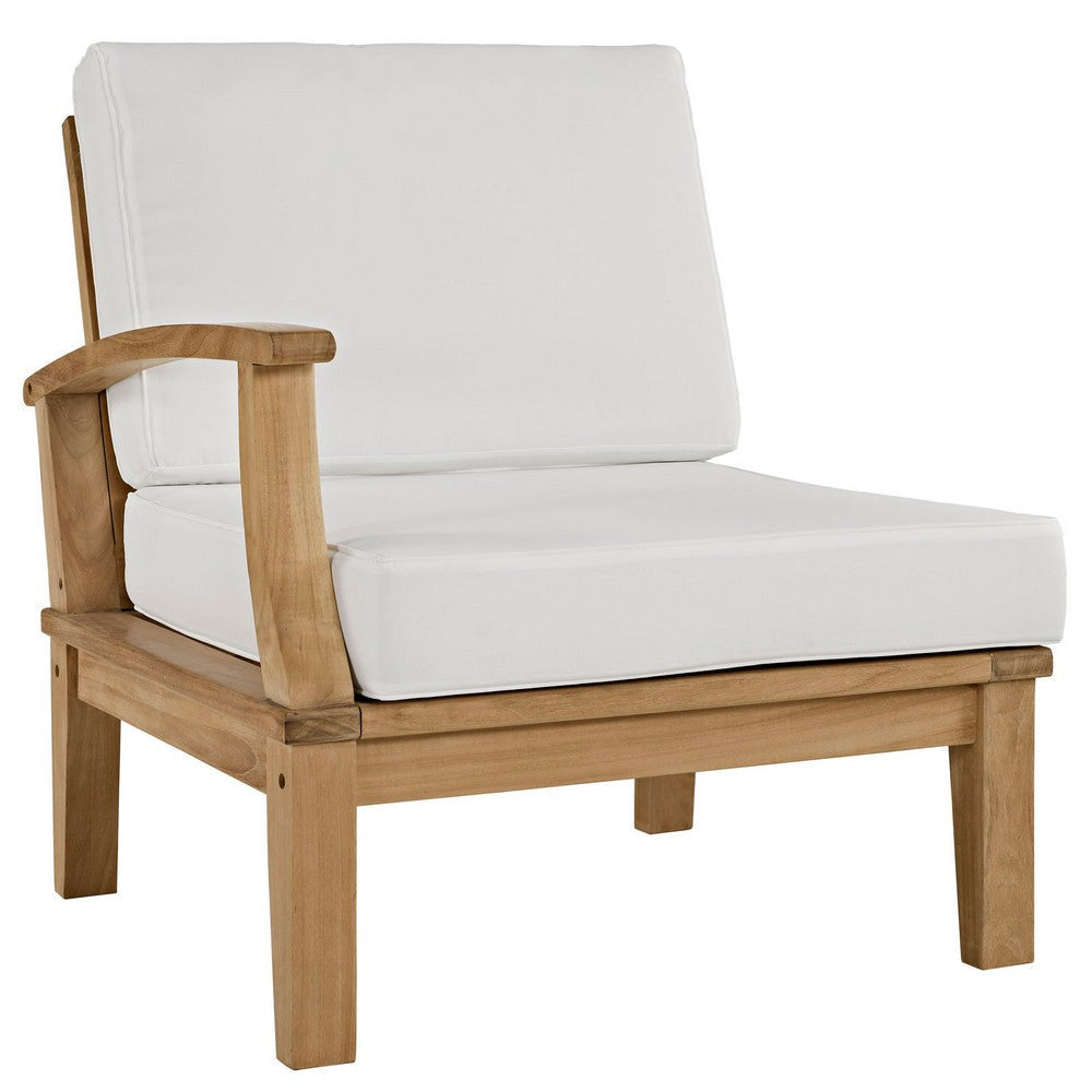 Modway EEI-1822-NAT-WHI-SET Marina Premium Grade A Teak Wood Outdoor Patio Furniture Set 2 Piece Natural White MDY-EEI-1822-NAT-WHI-SET