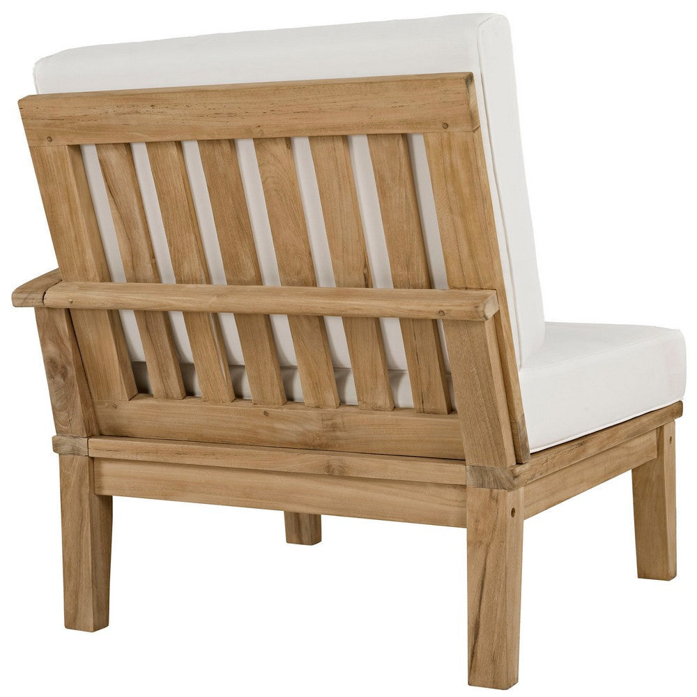 Modway EEI-1822-NAT-WHI-SET Marina Premium Grade A Teak Wood Outdoor Patio Furniture Set 2 Piece Natural White MDY-EEI-1822-NAT-WHI-SET