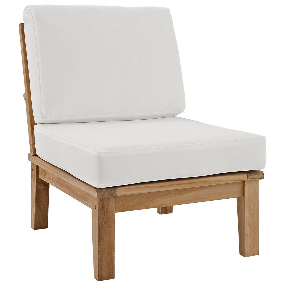 Marina 2 Piece Outdoor Patio Teak Sofa Set Natural White Size: 31.5’Lx32.5’Wx31.5’H - No Shipping Charges MDY-EEI-1823-NAT-WHI-SET