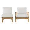 Marina 2 Piece Outdoor Patio Teak Sofa Set Natural White Size: 31.5’Lx32.5’Wx31.5’H - No Shipping Charges MDY-EEI-1823-NAT-WHI-SET