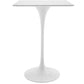 Modway Lippa 28" Mid-Century Modern Bar Table with Square Top and Pedestal Base in White