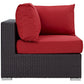 Modway Convene Wicker Rattan Outdoor Patio Sectional Sofa Corner Seat in Espresso Red MDY-EEI-1840-EXP-RED