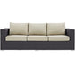 Modway Convene Wicker Rattan Outdoor Patio Sofa in Espresso Beige MDY-EEI-1844-EXP-BEI