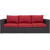 Modway Convene Wicker Rattan Outdoor Patio Sofa with Cushions in Espresso Red MDY-EEI-1844-EXP-RED