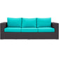 Modway Convene Wicker Rattan Outdoor Patio Sofa in Espresso Turquoise MDY-EEI-1844-EXP-TRQ