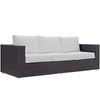 Modway Convene Wicker Rattan Outdoor Patio Sofa in Espresso White