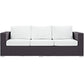 Modway Convene Wicker Rattan Outdoor Patio Sofa in Espresso White MDY-EEI-1844-EXP-WHI