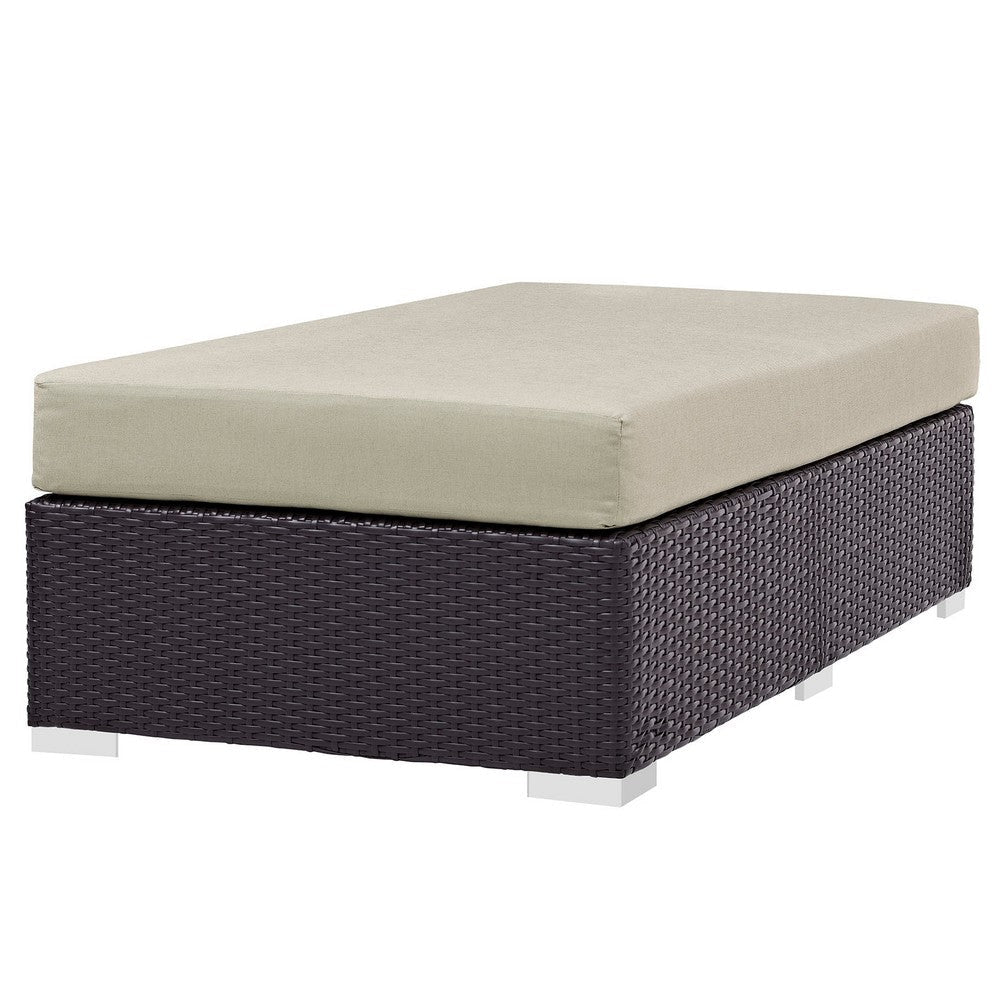 Beige Convene Outdoor Patio Fabric Rectangle Ottoman - No Shipping Charges MDY-EEI-1847-EXP-BEI