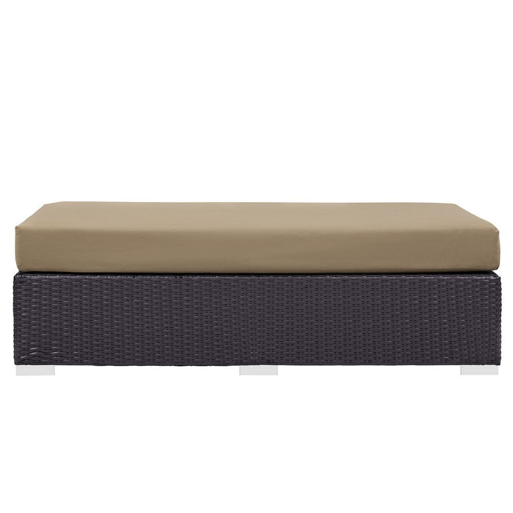 Mocha Convene Outdoor Patio Fabric Rectangle Ottoman - No Shipping Charges MDY-EEI-1847-EXP-MOC