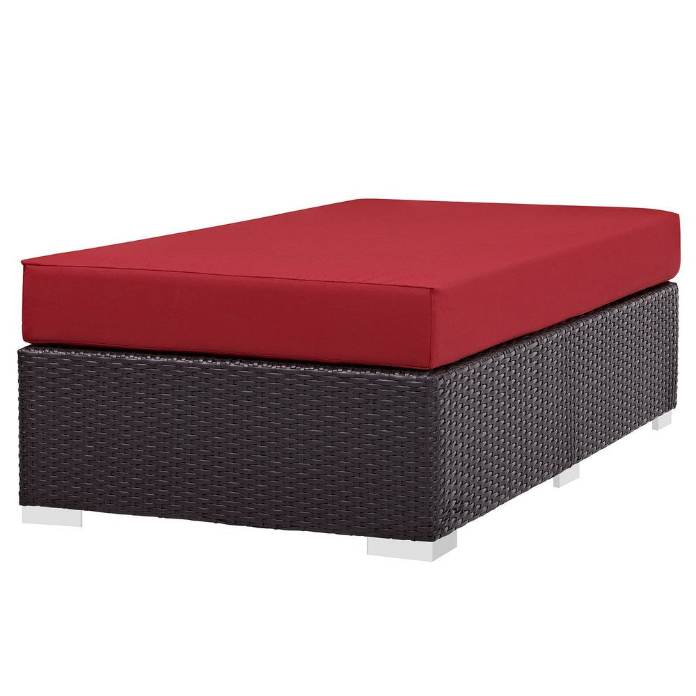 Red Convene Outdoor Patio Fabric Rectangle Ottoman - No Shipping Charges MDY-EEI-1847-EXP-RED