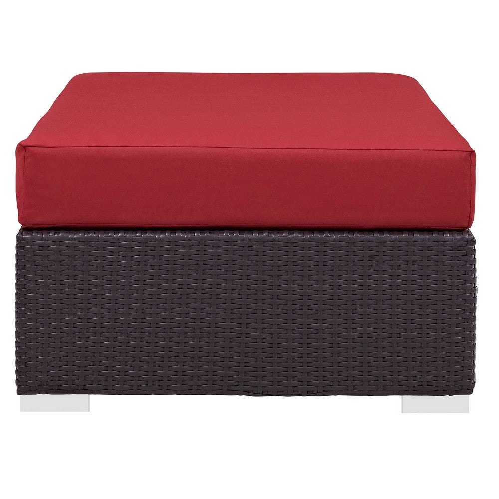 Red Convene Outdoor Patio Fabric Rectangle Ottoman - No Shipping Charges MDY-EEI-1847-EXP-RED