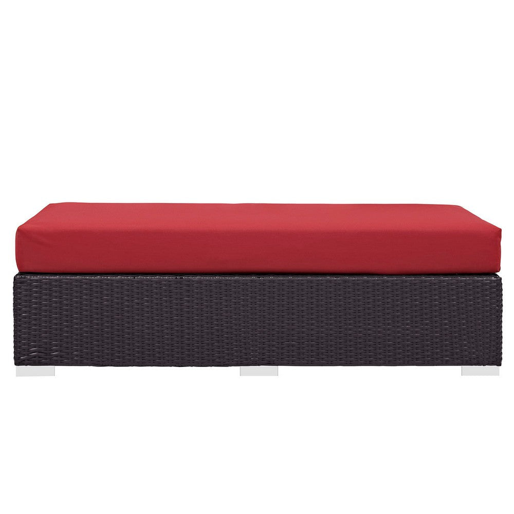 Red Convene Outdoor Patio Fabric Rectangle Ottoman - No Shipping Charges MDY-EEI-1847-EXP-RED