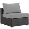 Modway EEI-1854-CHC-GRY Sojourn Wicker Rattan Outdoor Patio Sunbrella Fabric Armless Chair in Canvas Gray