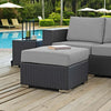 Modway EEI-1855-CHC-GRY Sojourn Wicker Rattan Outdoor Patio Sunbrella Fabric Ottoman in Canvas Gray