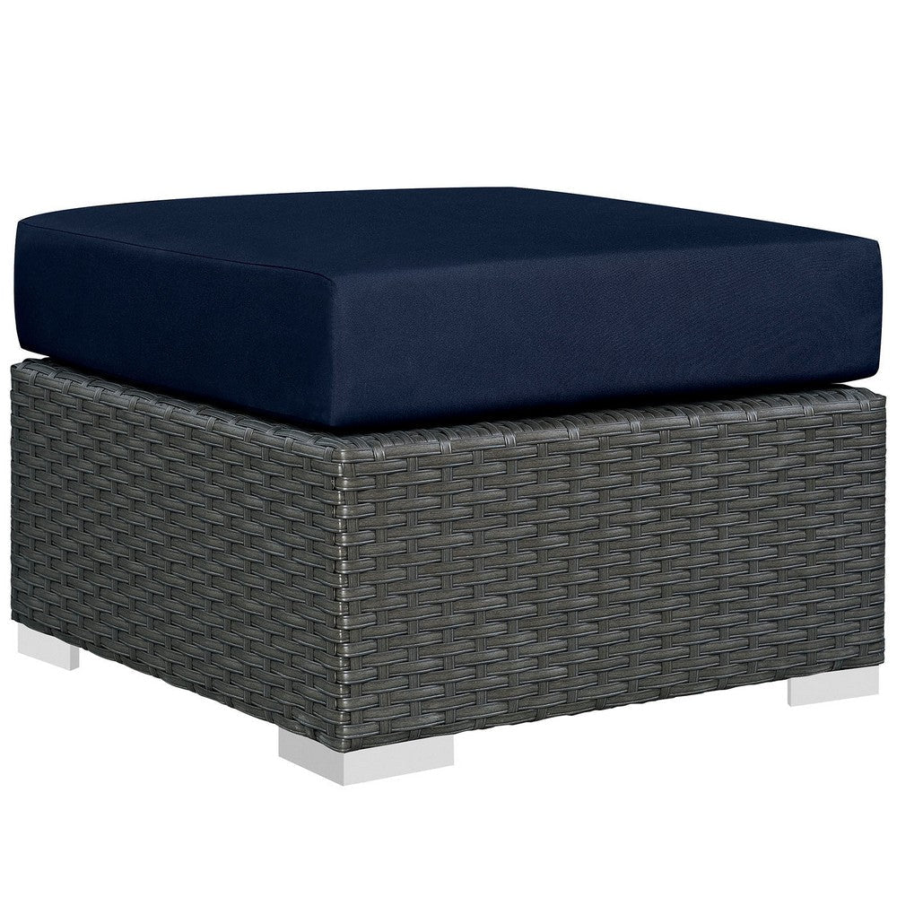 Canvas Navy Sojourn Outdoor Patio Sunbrella Ottoman - No Shipping Charges