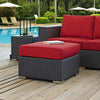 Modway Sojourn Wicker Rattan Outdoor Patio Sunbrella Fabric Ottoman in Canvas Red MDY-EEI-1855-CHC-RED