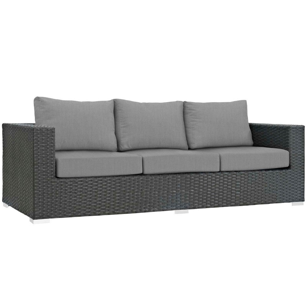 Modway EEI-1860 Sojourn Wicker Rattan Outdoor Patio Sunbrella Fabric Sofa in Canvas Gray