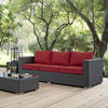 Modway Sojourn Wicker Rattan Outdoor Patio Sunbrella Fabric Sofa in Canvas Red MDY-EEI-1860-CHC-RED