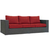 Modway Sojourn Wicker Rattan Outdoor Patio Sunbrella Fabric Sofa in Canvas Red