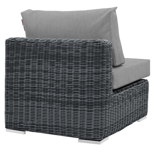 Modway EEI-1868-GRY-GRY Summon Wicker Rattan Outdoor Patio Sunbrella Armless Chair in Canvas Gray