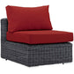 Modway EEI-1868-GRY-RED Summon Wicker Rattan Outdoor Patio Sunbrella Armless Chair in Canvas Red