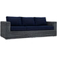 Modway EEI-1874-GRY-NAV Summon Wicker Rattan Outdoor Patio Sunbrella Sofa in Canvas Navy