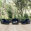 Modway Sojourn Wicker Rattan 8 Piece Outdoor Patio Sunbrella Sectional Set in Canvas Navy MDY-EEI-1880-CHC-NAV-SET