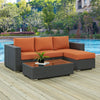 Modway Sojourn Wicker Rattan 3 Piece Outdoor Patio Sunbrella Sectional Set in Canvas Tuscan MDY-EEI-1889-CHC-TUS-SET