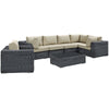 Modway EEI-1892-GRY-BEI-SET Summon 7-Piece Outdoor Patio Sectional Set with Sunbrella Cushions in Canvas Antique Beige