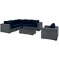 Modway Summon 7-pc Outdoor Patio Sectional Set With Sunbrella Cushions in Canvas Navy MDY-EEI-1892-GRY-NAV-SET