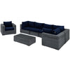 Modway Summon 7-pc Outdoor Patio Sectional Set With Sunbrella Cushions in Canvas Navy MDY-EEI-1892-GRY-NAV-SET