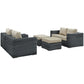 Modway Summon 5 Piece Outdoor Patio Sectional Set with Sunbrella Cushions in Canvas Antique Beige