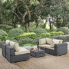 Modway EEI-1896-GRY-BEI-SET Summon 5 Piece Outdoor Patio Sectional Set with Sunbrella Cushions in Canvas Antique Beige